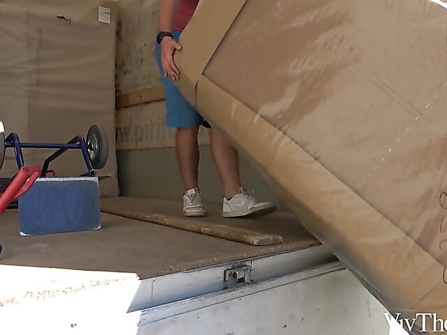 Cute lesbians Dolly Diore and Sarah Cute give their new sofa a try