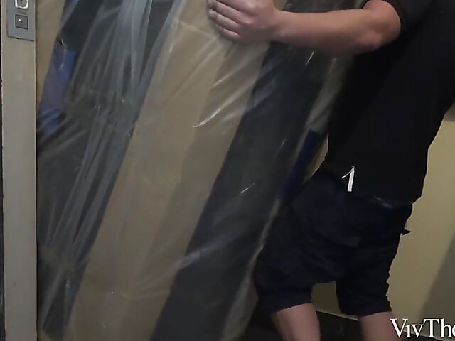 Cute lesbians Dolly Diore and Sarah Cute give their new sofa a try