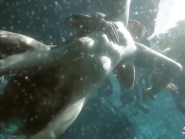 Underwater sex and blowjob with beautiful Kimber Lee