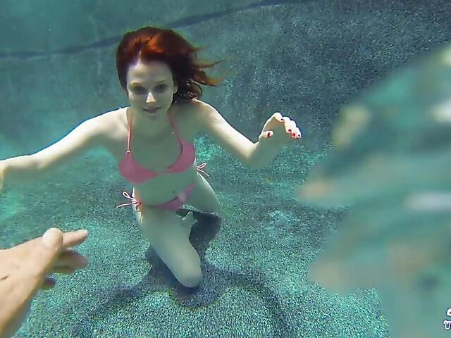 Emma Evins - Redheaded bikini babe's underwater training
