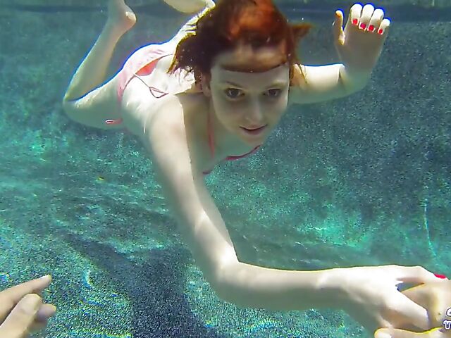 Emma Evins - Redheaded bikini babe's underwater training