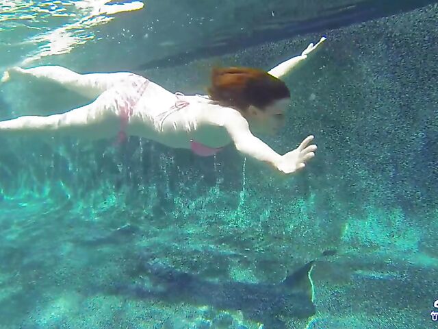 Emma Evins - Redheaded bikini babe's underwater training