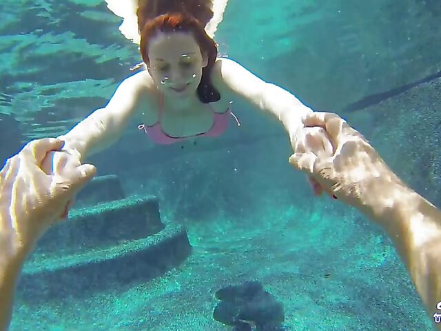 Emma Evins - Redheaded bikini babe's underwater training