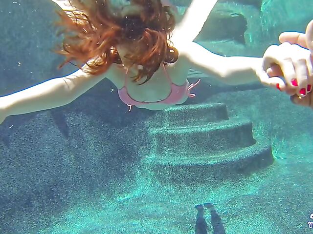 Emma Evins - Redheaded bikini babe's underwater training