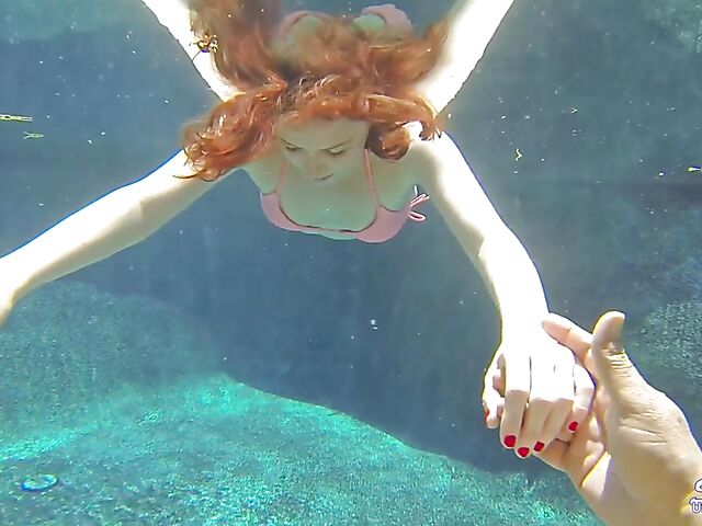 Emma Evins - Redheaded bikini babe's underwater training