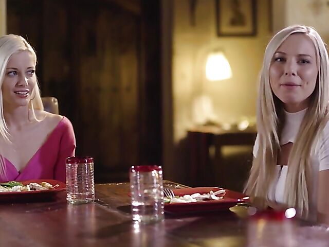 Lesbian threesome after dinner with Aidra Fox, Charlotte Stokely and Elena Koshka