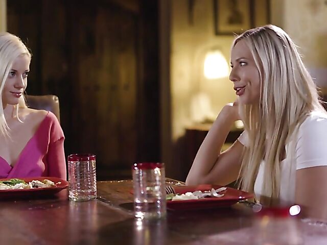 Lesbian threesome after dinner with Aidra Fox, Charlotte Stokely and Elena Koshka