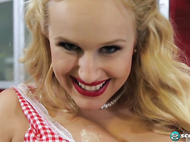 Huge tits solo in the kitchen with dirty talking Angel Wicky