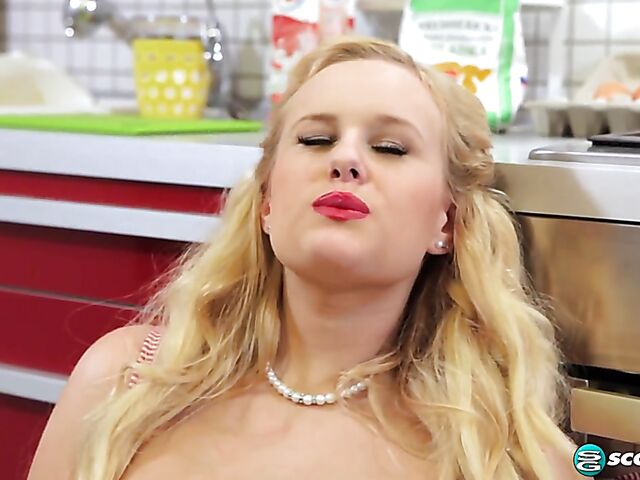 Huge tits solo in the kitchen with dirty talking Angel Wicky