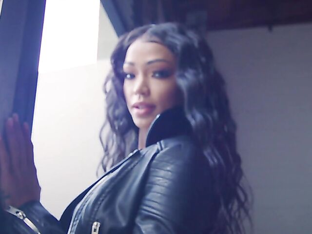 Sexy ebony biker babe and playboy model Harley Dean shows off her body