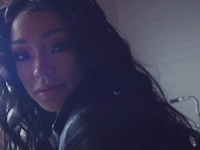 Sexy ebony biker babe and playboy model Harley Dean shows off her body