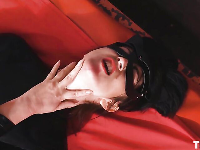 Kinky girl in latex masturbation and bottle insertion featuring Adelyn