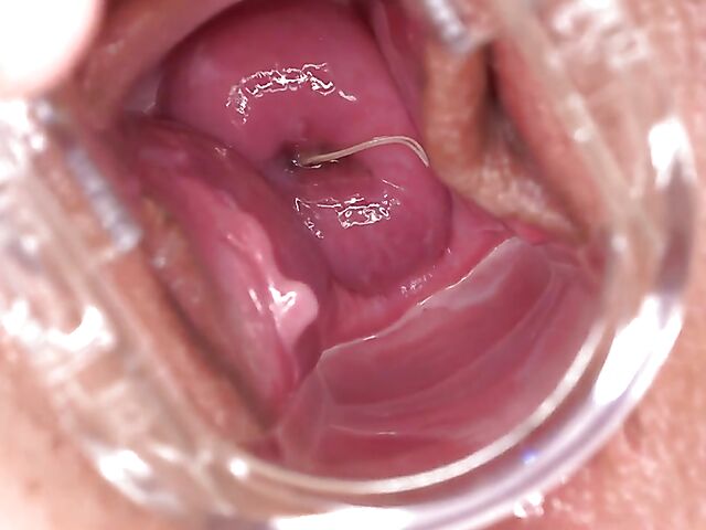 Trisha uses a speculum to let you look inside pussy and vibrates her clit