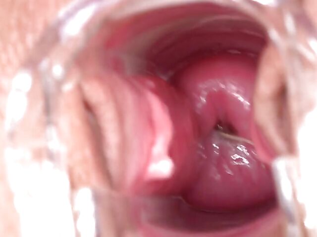 Trisha uses a speculum to let you look inside pussy and vibrates her clit