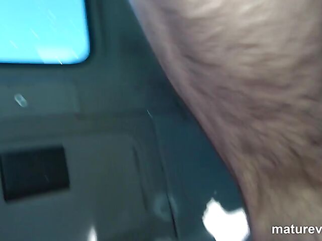 Victoria - Mature car fuck on a highway in mini skirt and stockings