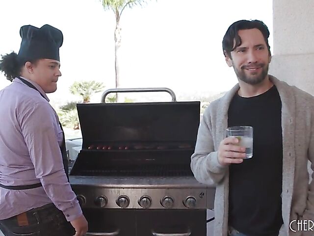 BBQ time with hot blonde MILF Brook Page and her cuckold husband