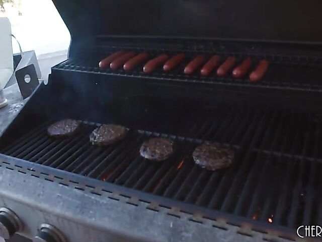 BBQ time with hot blonde MILF Brook Page and her cuckold husband