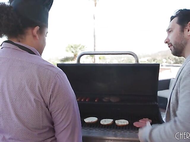 BBQ time with hot blonde MILF Brook Page and her cuckold husband