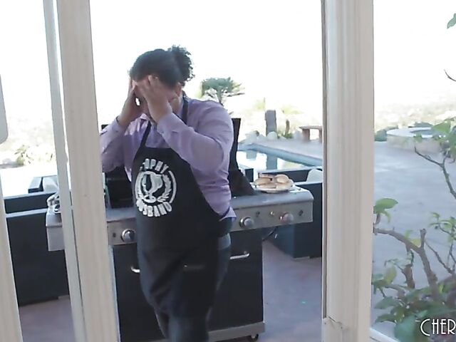 BBQ time with hot blonde MILF Brook Page and her cuckold husband