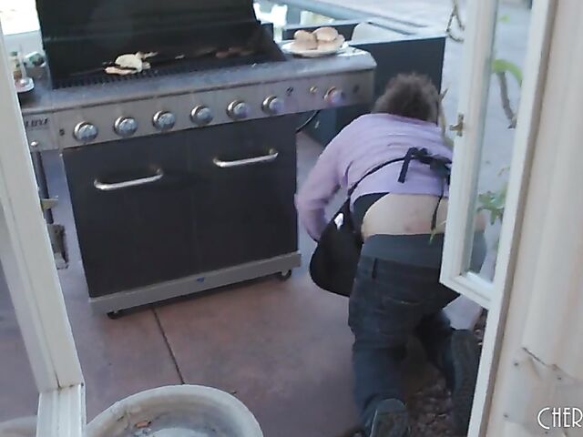 BBQ time with hot blonde MILF Brook Page and her cuckold husband