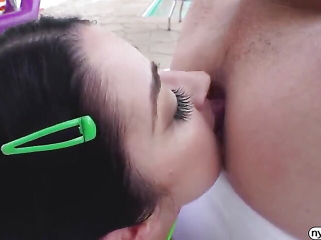 Cute brunette nympho Alex Coal gets down and dirty