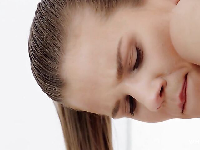 High heels masturbation in the mirror next to Sarah Kay's sleeping lover