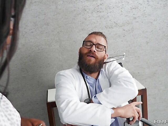 Ana Foxxx's black pussy exam and sex with white gynecologist
