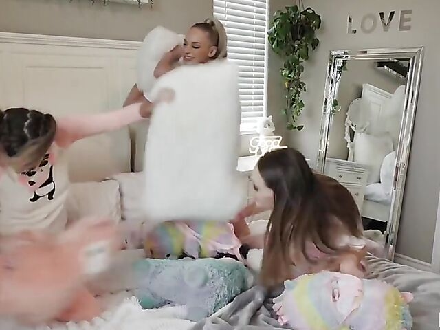 Three girls one guy slumber party with Sera Ryder, Katie Kush and Emma Hix