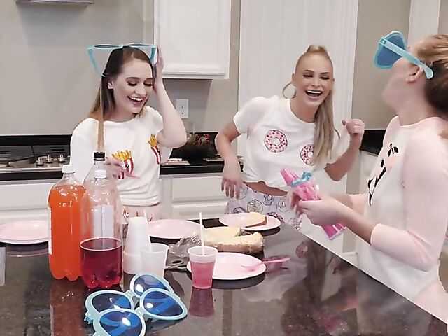 Three girls one guy slumber party with Sera Ryder, Katie Kush and Emma Hix