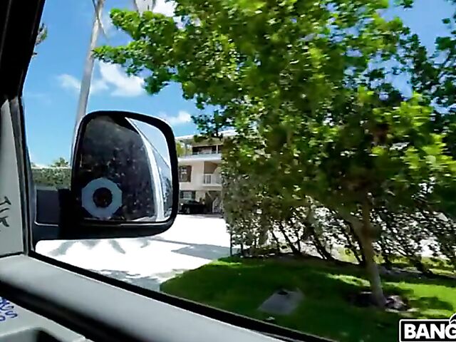 Van anal for money with four-eyed teen Honey Hayes