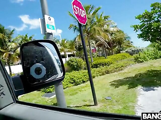 Van anal for money with four-eyed teen Honey Hayes