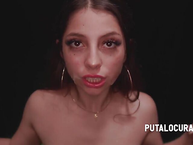 Gloryhole cum swallow action with hungry Roma Amor