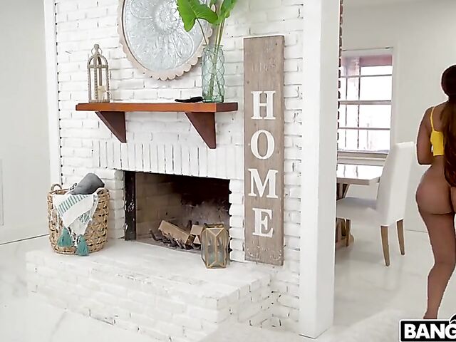 Bubble butt ebony babe with big boobs Yum Thee Boss fucks a black cock