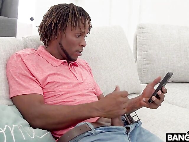 Bubble butt ebony babe with big boobs Yum Thee Boss fucks a black cock