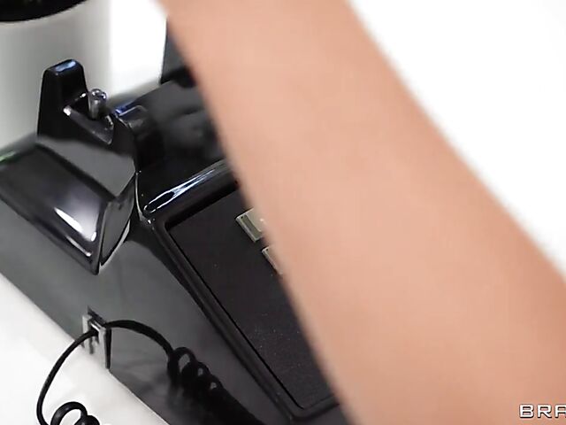 Hot secretary Abigail Mac has a good time with her boss Keiran Lee