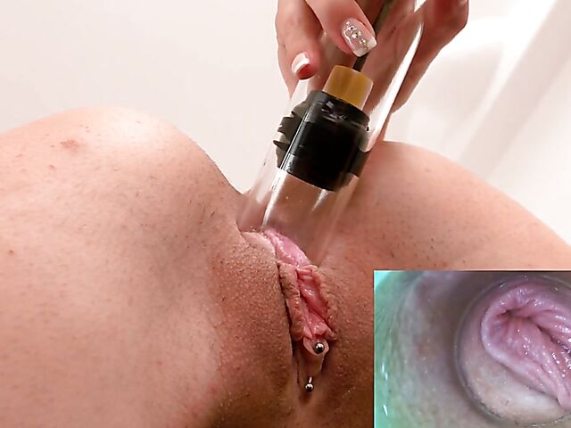 Flat chested Tabitha Poison with a camera inside pussy