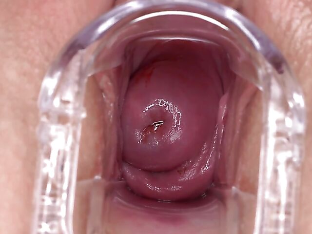 Speculum pussy gape close up with Sydney Love