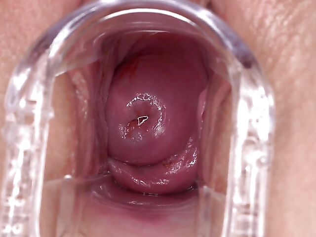 Speculum pussy gape close up with Sydney Love