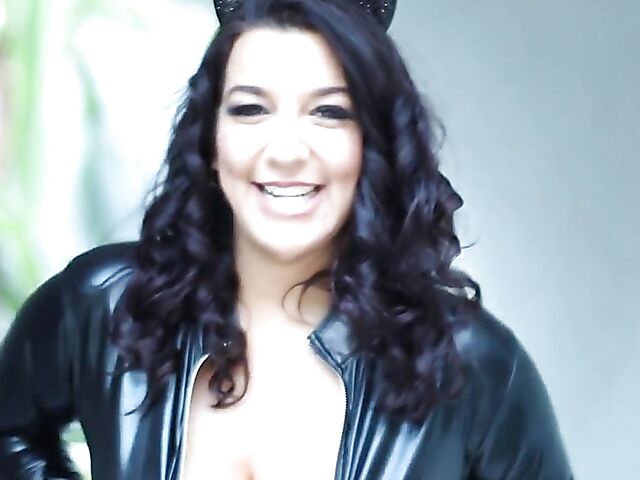 Huge natural tits solo with busty catwoman Subrina Lucia