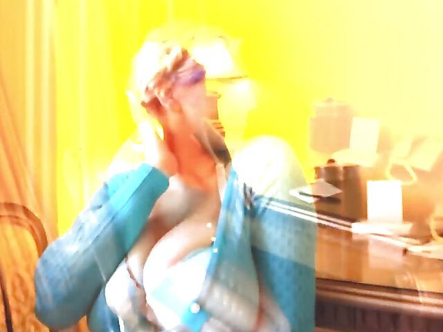 Curvy September Carrino's massive natural tits set free