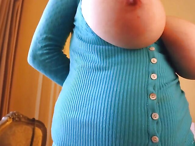 Curvy September Carrino's massive natural tits set free