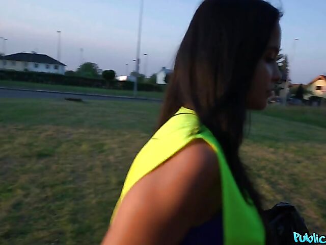 Public pickup and POV sex in the woods for cash with Jennifer Mendez