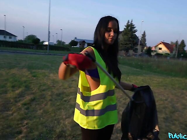 Public pickup and POV sex in the woods for cash with Jennifer Mendez