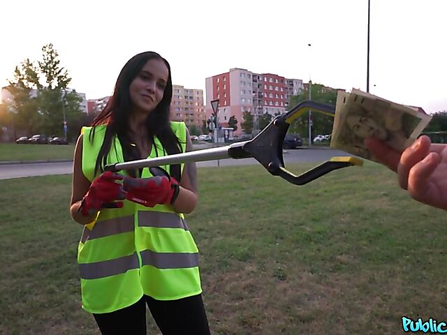 Public pickup and POV sex in the woods for cash with Jennifer Mendez