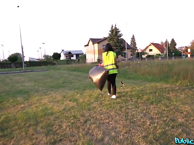 Public pickup and POV sex in the woods for cash with Jennifer Mendez