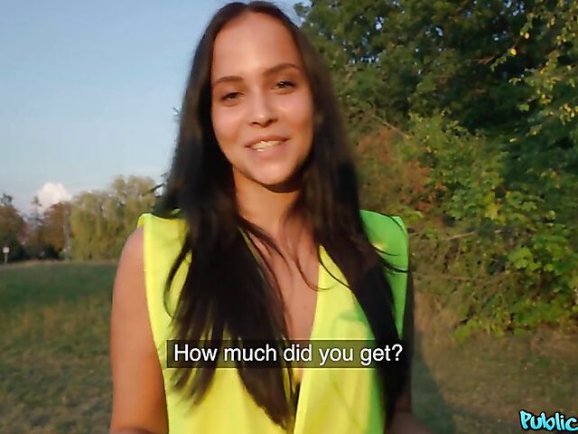 Public pickup and POV sex in the woods for cash with Jennifer Mendez