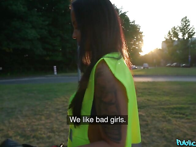 Public pickup and POV sex in the woods for cash with Jennifer Mendez