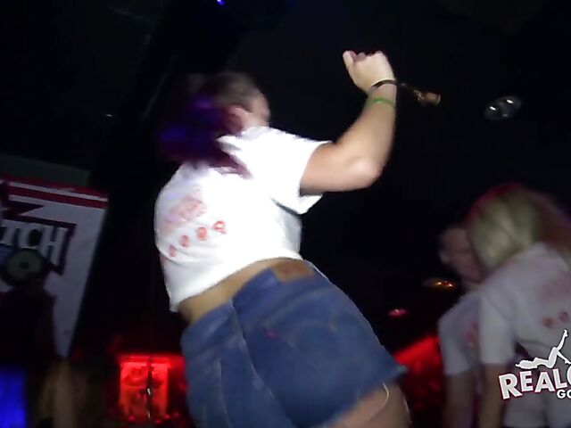 Wild party girls get naked in the crowd