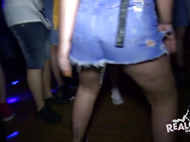 Wild party girls get naked in the crowd