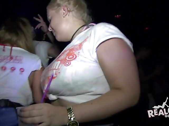 Wild party girls get naked in the crowd